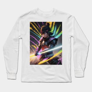 neon samurai girl Long Sleeve T-Shirt